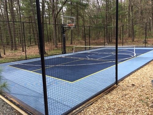 Basketball Court with Metal Fence