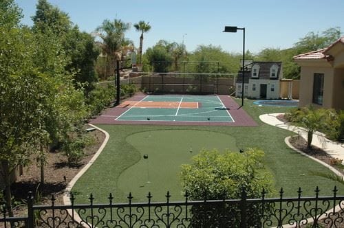 Backyard Basketball and Golf Court