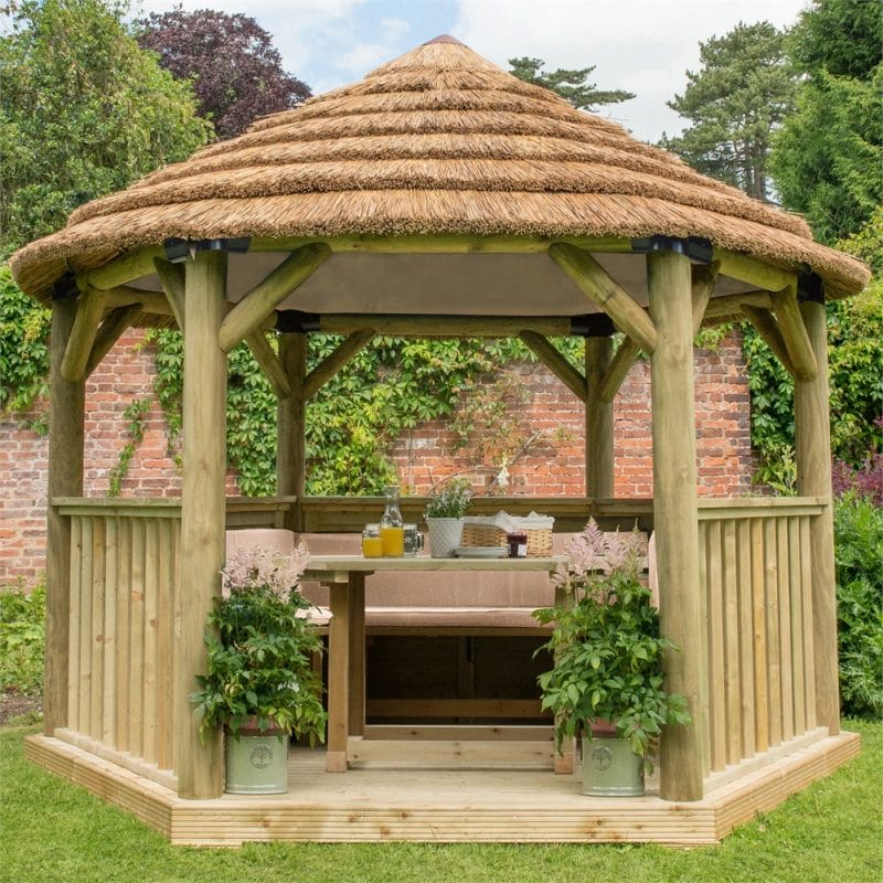 Wooden Pavilion with a Thatched Roof