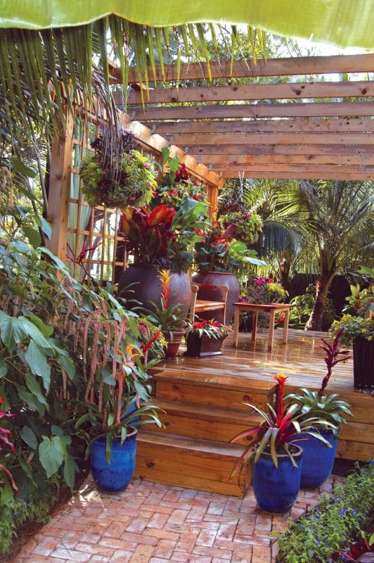 Tropical Landscaping Ideas for Backyard with Pergola