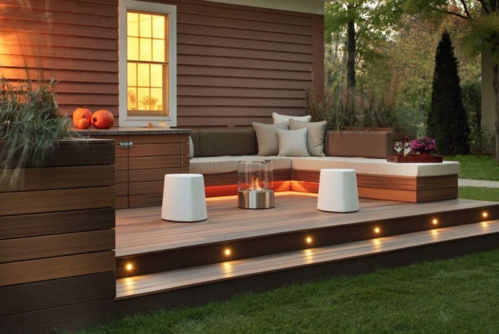 modern backyard deck fence