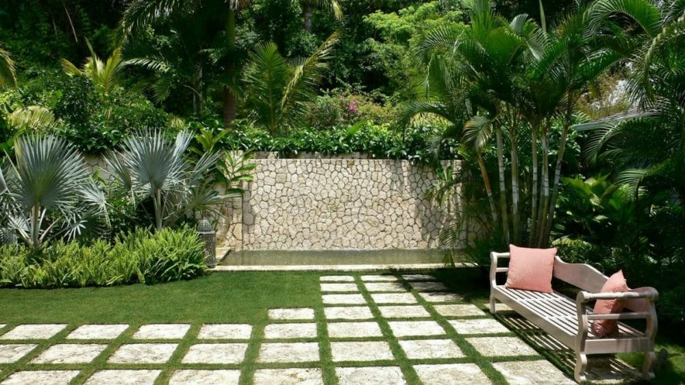 modern backyard tropical fencing ideas