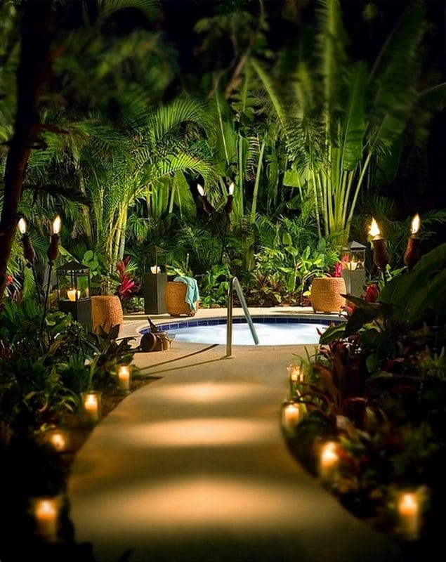romantic tropical style backyard
