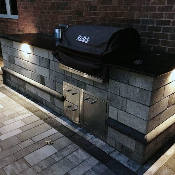 brick wall around grill