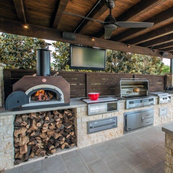 wood fired outdoor kitchen